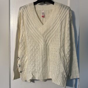 No Boundaries Cream V-Neck Sweater